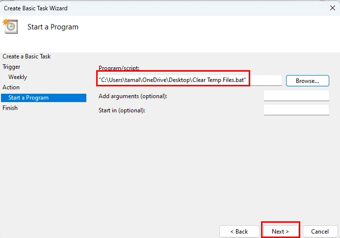 Vytváření naplánované úlohy ve Windows 11