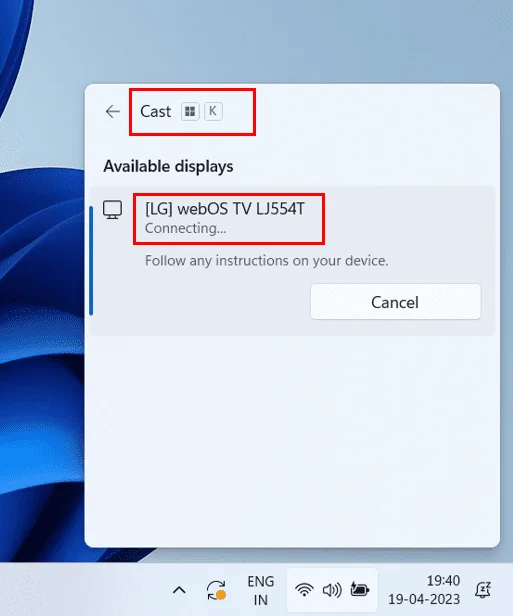 Jak připojit notebook s Windows 11 k projektoru/TV