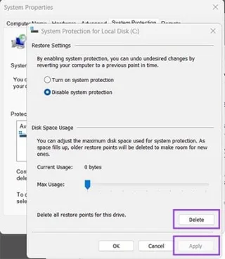 Як видалити точки відновлення системи у Windows 11