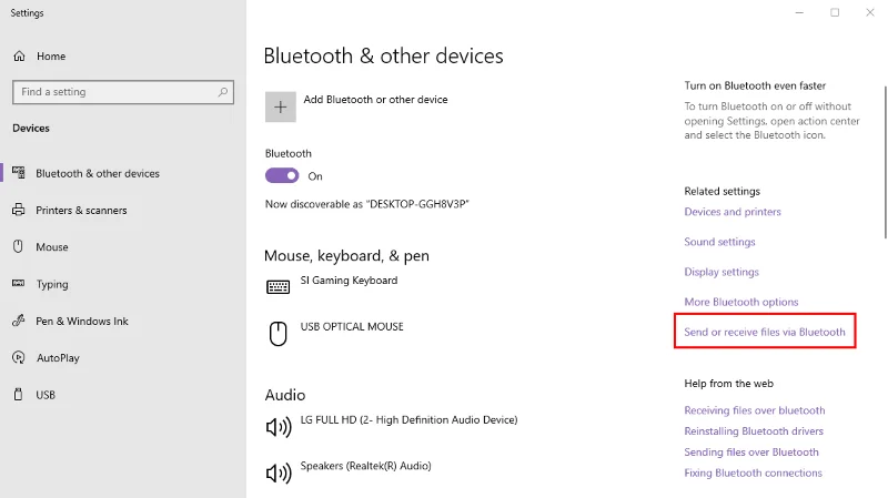 Přenášení souborů mezi Androidem a Windows 11 přes Bluetooth