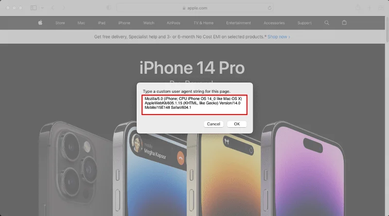 Kaip pakeisti vartotojo agentą Safari