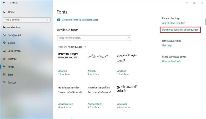 Як використовувати нові параметри шрифту Windows 10