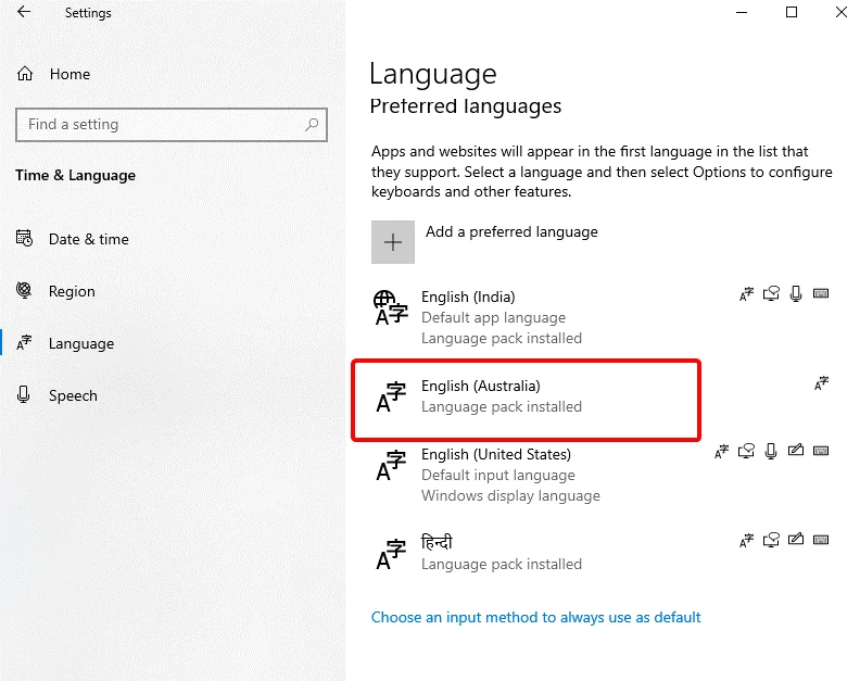 A nyelvi beállítások megváltoztatása a Windows 10 rendszerben