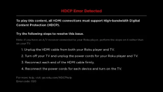 Как да поправя Roku HDCP грешка или лилав екран?