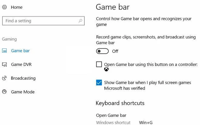Як відключити ігрову панель у Windows 10