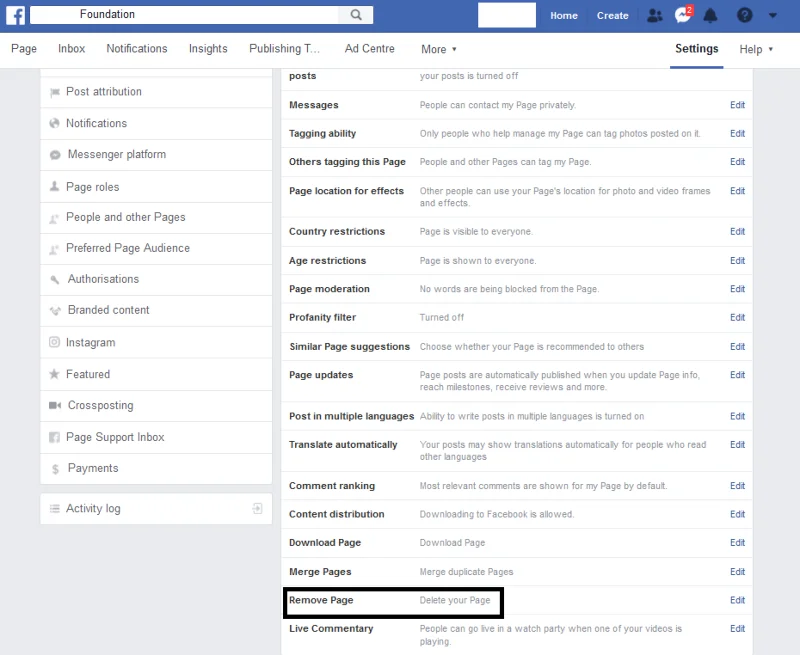 Jak mohu smazat svou stránku na Facebooku