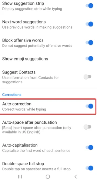 Как да деактивирате автокорекция на Android