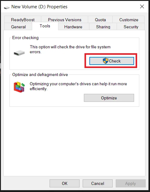 Kontrola chyb disků