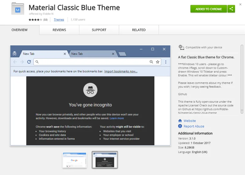 Kaip pakeisti inkognito spalvų temą „Chrome“.