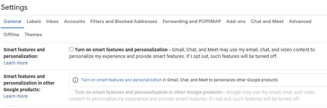 Як вимкнути розумні функції Gmail і запобігти відстеження?
