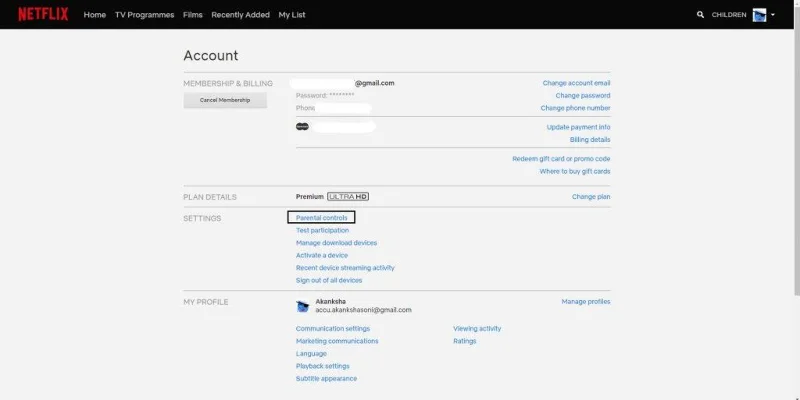 Hvordan bruger jeg Netflix forældrekontrol på min konto?