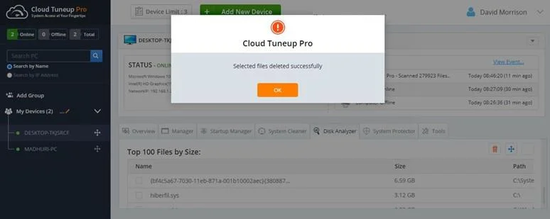 Как да управлявате консумацията на дисково пространство с Cloud Tuneup Pro
