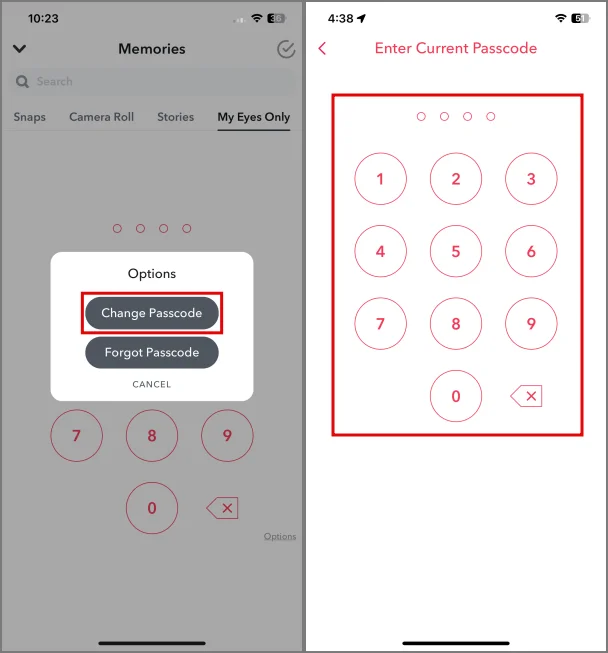 Jak změnit přístupový kód pouze pro mé oči na Snapchatu