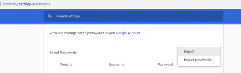 Jak importovat hesla do prohlížeče Chrome?