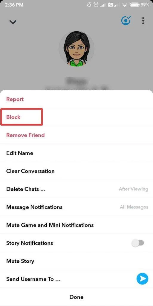 Kuinka poistaa tai estää joku Snapchatissa heidän tietämättään