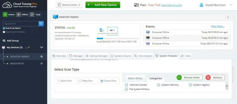 Сканирайте интернет бисквитките и системния регистър с Cloud Tuneup Pro