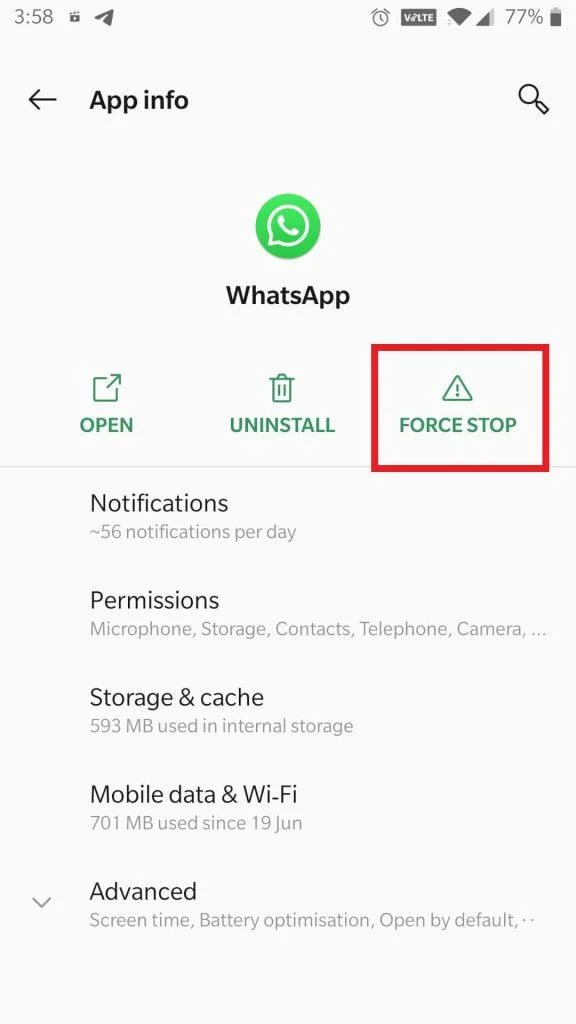 Как да коригирам споделянето на екрана на WhatsApp, което не работи?