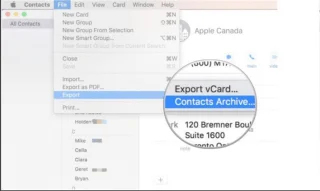 Veiksmai, kaip sukurti atsarginę kontaktų kopiją „Mac“.