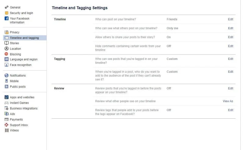 Налаштування видимості тегів у Facebook