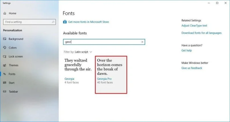 Як використовувати нові параметри шрифту Windows 10