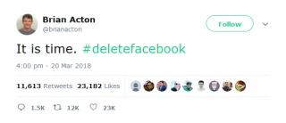 Сложете край на извличането на данни: #deletefacebook