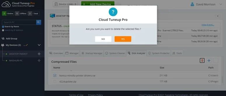 Как да управлявате консумацията на дисково пространство с Cloud Tuneup Pro