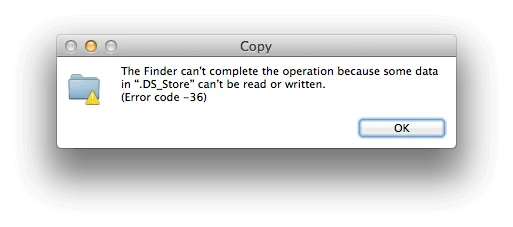 Как мога да коригирам код на грешка 36 на MacOS Finder