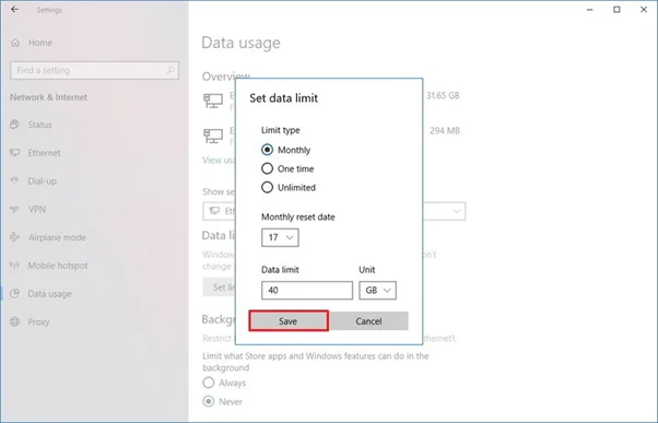 Si të vendosni dhe zvogëloni përdorimin e të dhënave në Windows 10