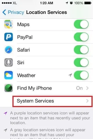 Kaip rasti ir išvalyti vietos istoriją „iPhone“.