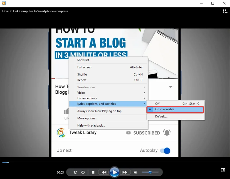 Як додати субтитри в Windows Media Player
