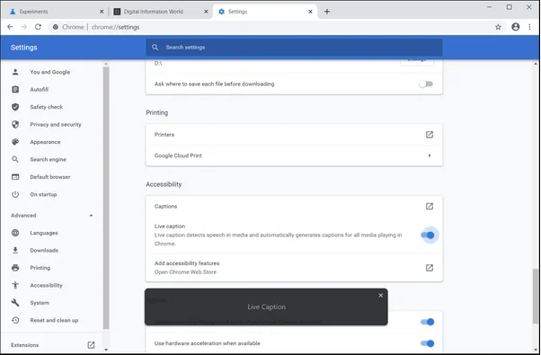 Как да активирате или деактивирате надписи на живо в Google Chrome