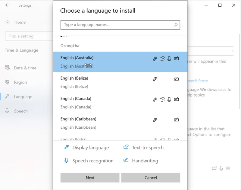 A nyelvi beállítások megváltoztatása a Windows 10 rendszerben