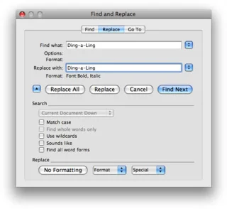 Как да използвам Търсене и замяна в Word на Mac?