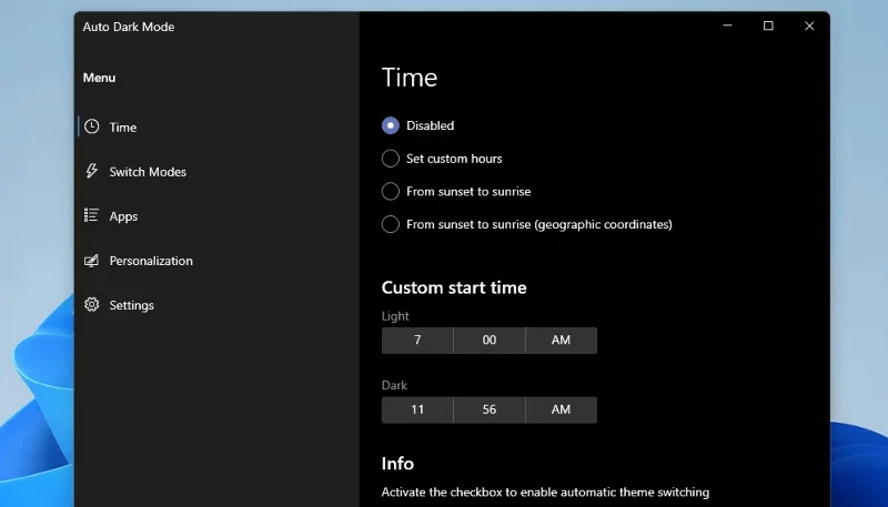 Як запланувати темний режим у Windows 11?