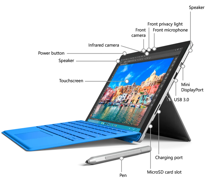 „Samsung Galaxy Tab S3“ ir „Microsoft Surface Go“.