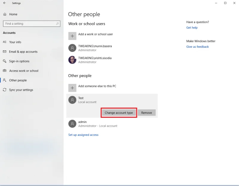 Hur man ändrar användarkontotyp i Windows 10