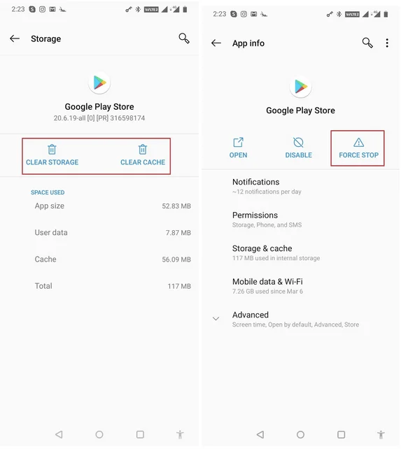 Vymazání mezipaměti Obchodu Google Play