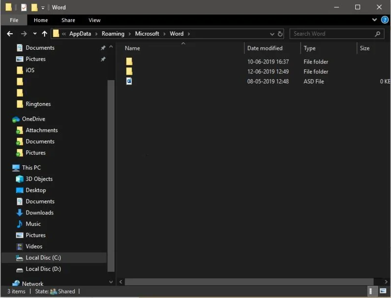 Veiksmai, skirti atkurti neišsaugotą „Word“ dokumentą sistemoje „Windows 10“.