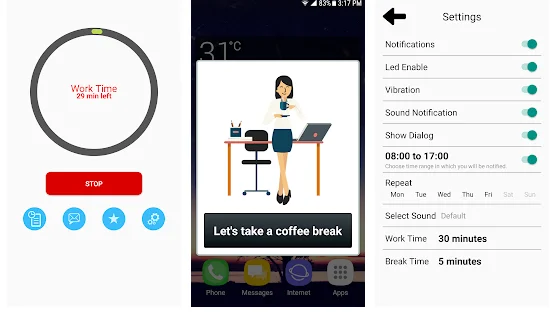 5 nemokamos „Android“ programos, kurios primena jums pailsėti nuo mobiliojo telefono ekrano