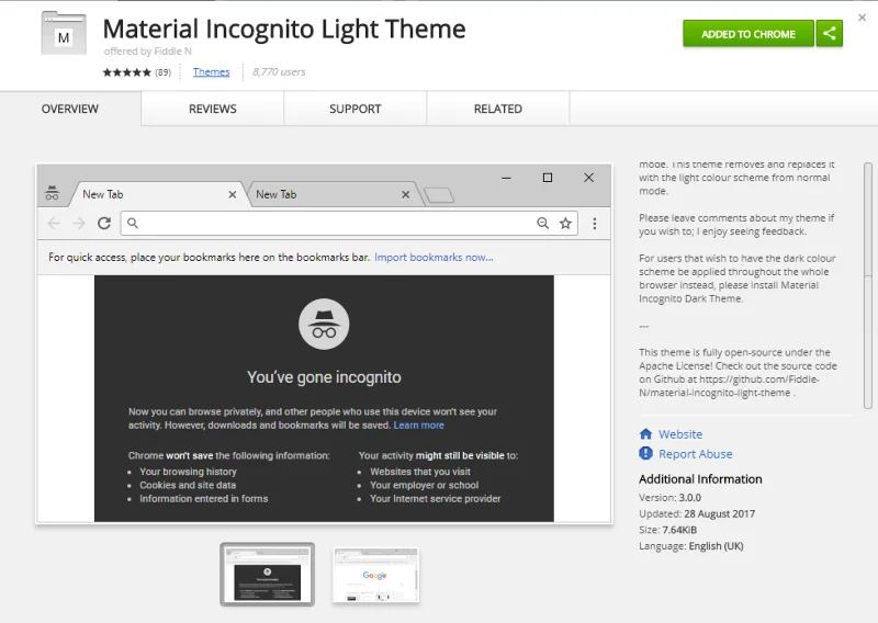 Kaip pakeisti inkognito spalvų temą „Chrome“.