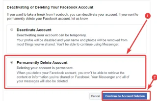 Как да изтриете Facebook акаунт за постоянно