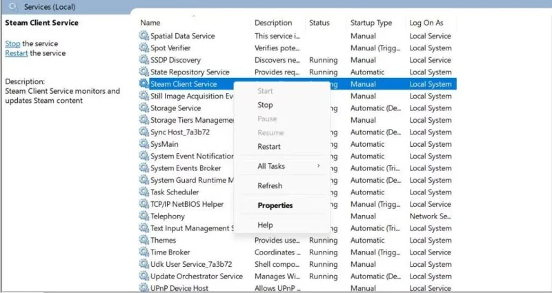 Jak opravit chybu služby Steam v systému Windows 11?
