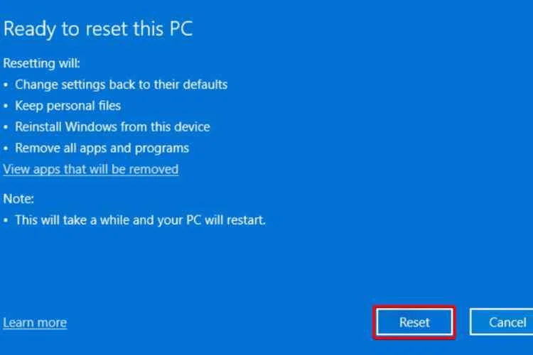 A Windows 11 gyári alaphelyzetbe állítása