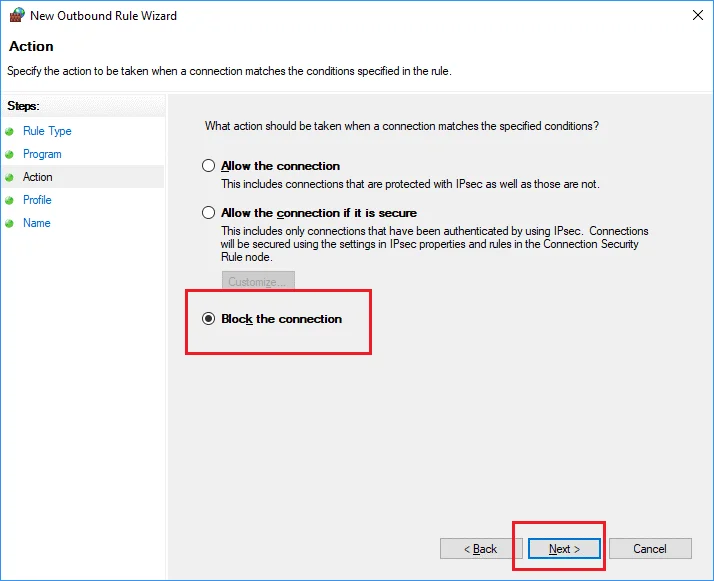 Заблокувати доступ до Інтернету для програми в Windows 10