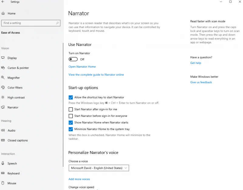 Sådan slukkes Fortæller i Windows 10 Sådan slukkes Fortæller i Windows 10