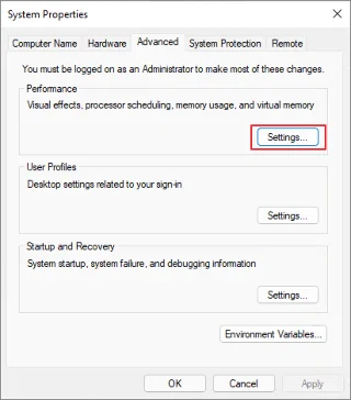 A Windows 11 virtuális memória beállításai
