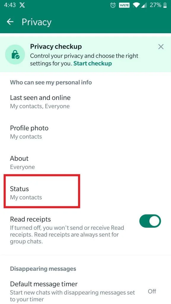 Как да коригирам състоянието на WhatsApp, което не се показва?