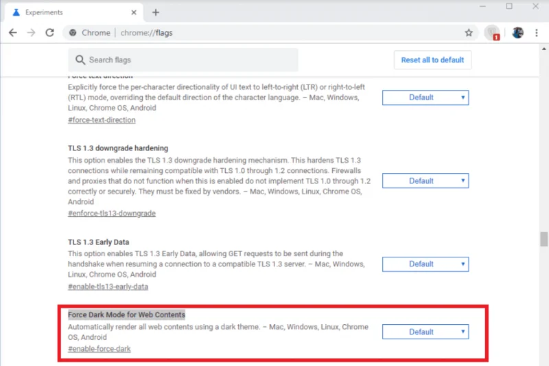 Kaip įjungti visas svetaines „Google Chrome“ į tamsųjį režimą?