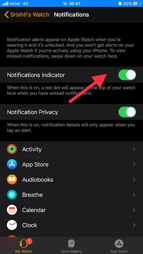 Как да се отървете от известието Red Dot на Apple Watch?