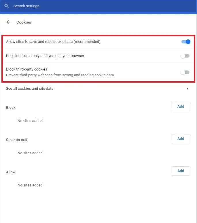 Hur man inaktiverar cookies i Google Chrome